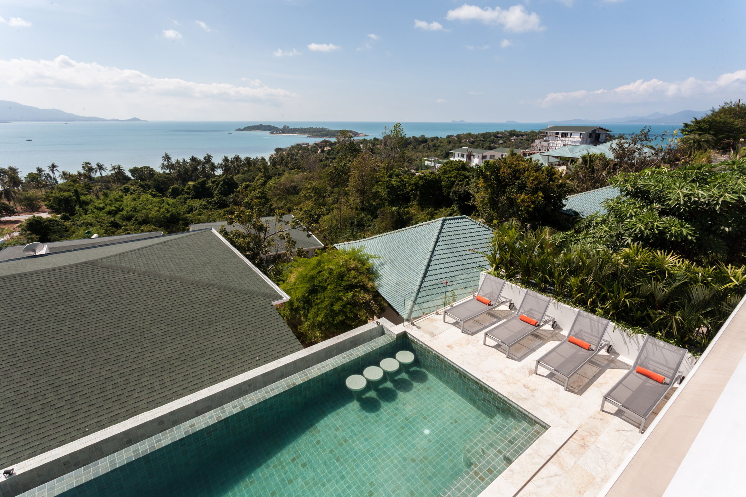 Villa Daizo master bedroom with spectacular sunset views